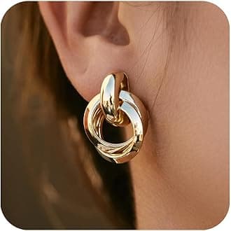 Chunky Statement Earrings for Women Knot Link Circle Geometric Drop Dangle Earrings Studs Trendy Jewelry