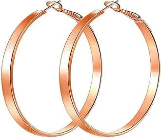 Gold Hoop Earrings,18K Gold Plated Rounded Hoops Earrings for Women