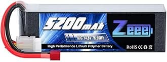 Zeee 14.8V 5200mAh 60C 4S RC Lipo Battery with(XT60 and Deans Connector) for RC Plane, DJI F450 Quadcopter,RC Aeroplane, RC Helicopter, RC Car/Truck, RC Boat
