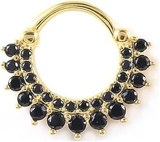 Nose Piercings 925, Double Hoop Rhinestone Nose Ring Cubic-Zirconia Sterling Silver Flower Cubic Zirconia 1MM for Women Man Jewelry Gifts