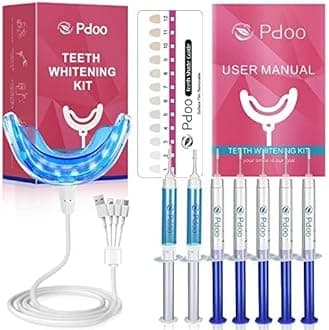 Teeth Whitening Kit with LED Light for Sensitive Teeth, Fast Results for Brightening at Home, Teeth Whitening Gel Helps Remove All Kinds of Stains