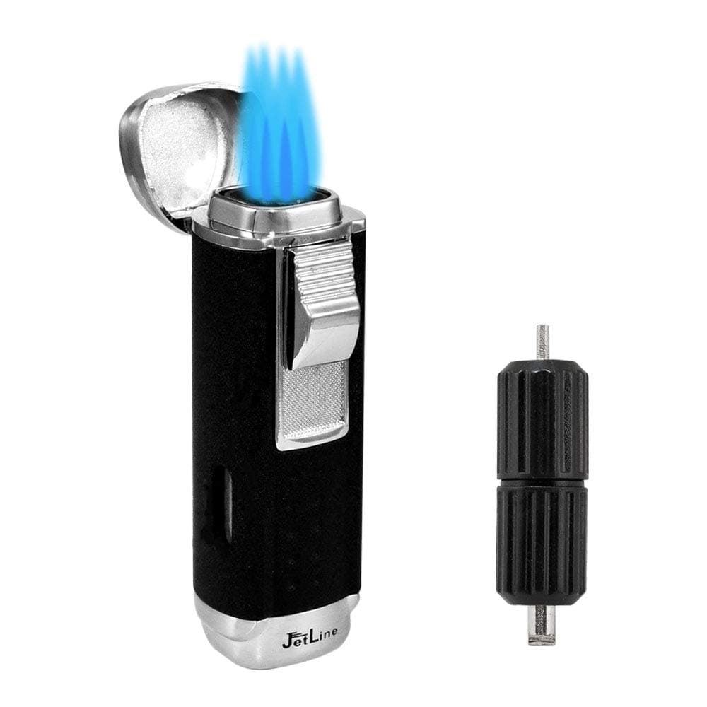 JetLine Magna Quad Torch Red Flame Lighter (Chrome Black)