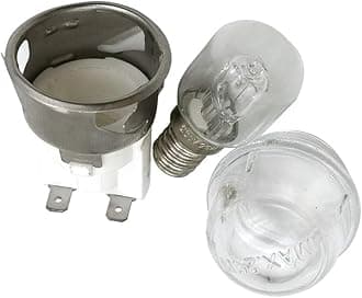 Meter Star E14 High Temperature Resistance 500 Degrees 250V 25W Oven Lamp, Round Head Glass Cover Resistant to High Temperature, Oven Lamp Holder, Ceramic Lamp Head 2501 Kit