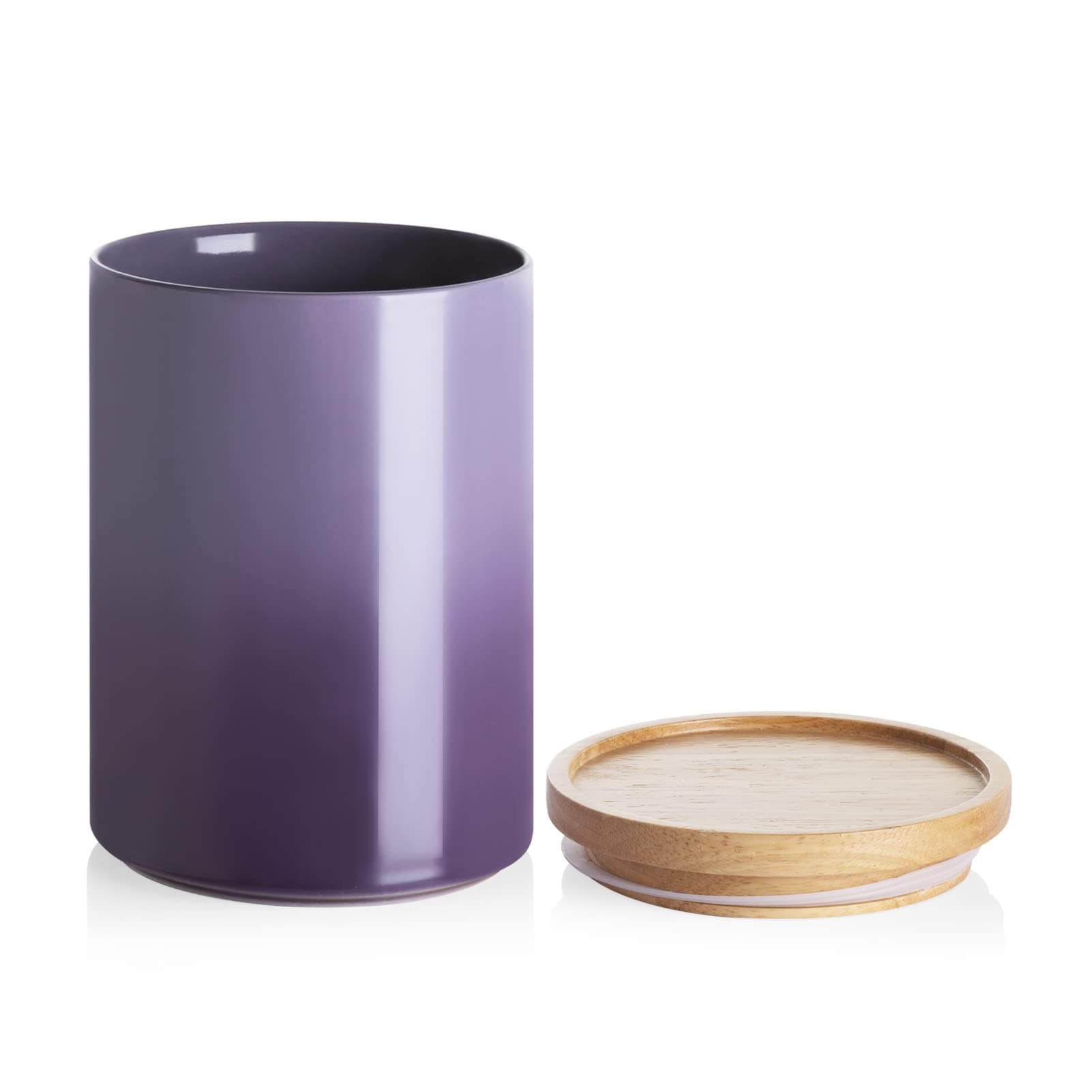Sweejar Ceramic Food Storage Jar, Stackable Kitchen Canisters, Containers with Airtight Seal Wooden Lid for Serving Ground Coffee, Tea, Sugar, Salt and More - 28 Fl Oz (Gradient Purple)