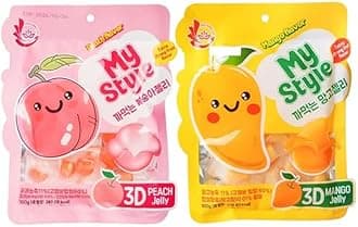 Fruit Peelable Candy - (1+1) 4D peelable Gummies Peach + Mango 100g 3.5oz (Total 200g, 7oz) Jelly Filled Gummies, Gluten Free Individually Wrapped Korean Snacks 과일맛 리치 젤리