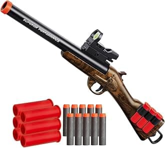 Safe Toy Double Barrel Gun for Boy with Ejecting Shell Soft Bullets,Realistic Model Shotgun Toys Foam Blaster Play Gun Toy with Soft Bullet Look Real Hunting Action for Children (MINIGUN)