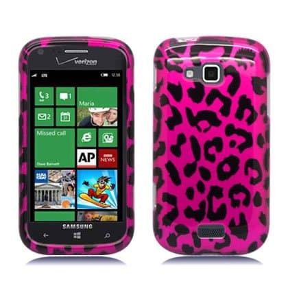 Aimo Wireless SAMI930PCIMT186 Hard Snap-On Image Case for Samsung ATIV Odyssey i930 - Retail Packaging - Hot Pink Leopard