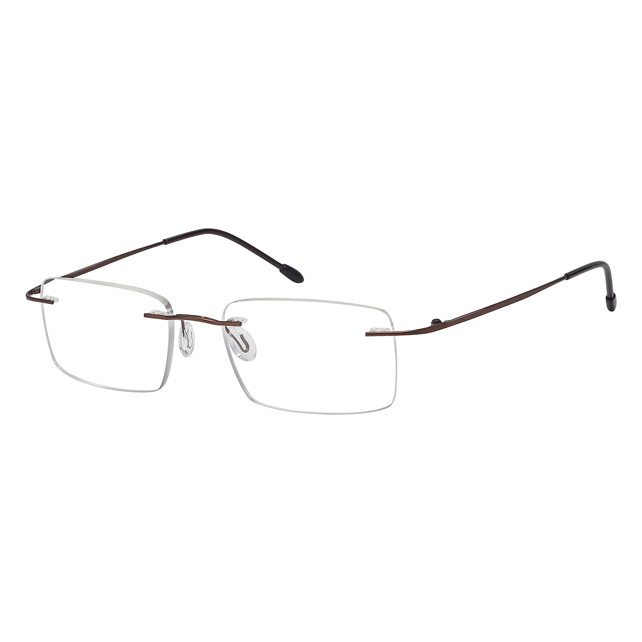 Eyekepper Frameless Reading Glasses for Men Reading - Rectangle Rimless Reading glasses (Brown,2.50)