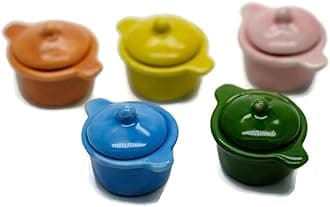 5-Piece Colorful Vintage Ceramic Mini Pots Set – Handmade Decorative Display Props