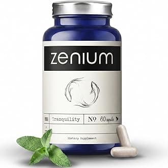 Zenium Stress Relief Supplement Supports Mood & Mental Focus - Feel Calm and Relaxed - Eases Tension & Nervousness - Ashwagandha, Magnesium & L-Theanine - Great for Gift Items - 60 Capsules