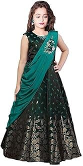 White Button Girl's Blue Foil A-Line Maxi Dress Gown