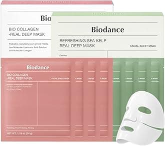 Clear Glow Mask Duo: Bio Collagen & Sea Kelp Real Deep Mask, Gel Face Mask Set for Glass Skin, Pluming, Calming, Korean Skincare Set, Korean Skin Care, Facial Mask Set