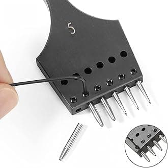 WUTA Removable Circle Leather Hole Punch Lacing Stitching Professional Working Hand Tool Kit Round Hole Puncher Craft Chisel Branding Design Circular Cutting Punches Kits (5mm-(2+6))