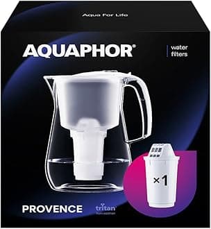 Provence White Water Filter Jug - Counter Top Design with 4.2L Capacity, 1 X A5 Filter with added Magnesium included, Reduces Limescale, Chlorine & Microplastics, Perfect for Families