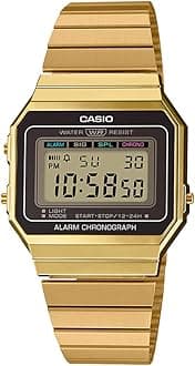 Unisex-Adult Vintage A700WG-9ADF Gold Digital Dial Gold Stainless Steel Band D198