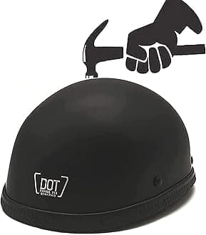 Beanie Motorcycle Half Helmet DOT Certification Ultra-Thin Comfortable Adult Skull Cap Retro Open-Face Motorbike Helmet, Lightweight Cool German Style Helmet, Half Helmet Motorcycle Men