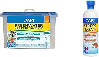 800-Test Freshwater Aquarium Water Master Test Kit with Stress Coat Water Conditioner, Aloe Vera, 16-Ounce