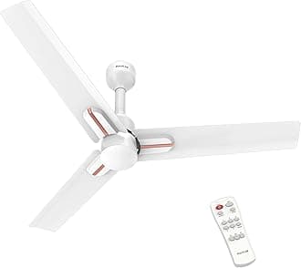 Polycab Wizzy Neo 1200mm 5-Star BLDC, Remote Ceiling fan for Living Room | 55% Energy Saving, 100% Copper, High Air Delivery, 6 Speed Setting, Reversible & Timer | 4-yr Warranty【White Gold】