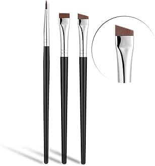 Fine Angled Eyeliner Brush, JASSINS Ultra thin Precision EyeLiner Makeup Brushes Set, Fine Point Eyeliner Brush, Synthetic Bristles Eye Makeup Tool (3 Pcs)