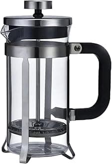 Coffee Plunger French Press C and Tea Maker, Borosilicate Glass Press, Stainless Steel Filter, Durable and Heat Resistant, Black |800 ml|