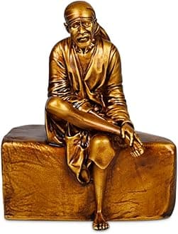 Car Dashboard Resin Sai Baba Idol Home Decor Item Sai Baba Murti Statue for Gift (Pack-1) Height -4 inch