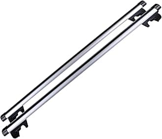 Universal Roof Cross Bars | Adjustable 51" Lockable Aluminum Car Roof Rack with Mounting Clamps | Anti-Theft Design for SUVs & Vehicles (Silver-Black) - 2pcs