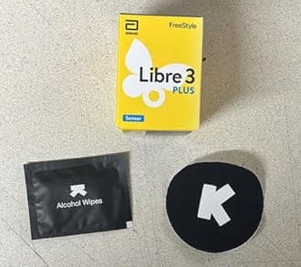 Abbott Freestyle Libre 3 Plus Sensor for diabetes monitoring CGM for UK, White, plus FREE alcohol wipe and water proof CGM patch