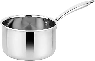 Prabha Prima Saucepan Without Lid, Stainless Steel, Kitchen Sauce Pan Utensils, 16cm - 2L, Sauce Pan Container, Induction & Gas Stove Suitable, teapan, milkpot, milkpan, Egg/Milk/Water Boiler chaipan
