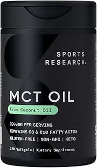 Sports Research Keto MCT Oil Capsules derived from Coconut Oil | Keto Fuel for The Brain & Body | Derived from Non-GMO Coconuts (120 Softgels)