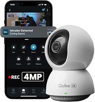 Qubo Smart 360° 4MP [Ultra 2K] Wi-Fi Security Camera by Hero Group | Indoor CCTV Cam for Home | AI Person Detection | Auto-Alarm | App Alerts | NightPulse Vision | SD&Cloud Storage | Made in India