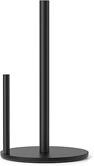 niffgaff Paper Towel Holder Black Kitchen Roll Holder, Premium Stainless Steel Paper Towel Holder for Kitchen Roll Organize, One-Handed Operation Countertop Roll Dispenser with Weighted Base