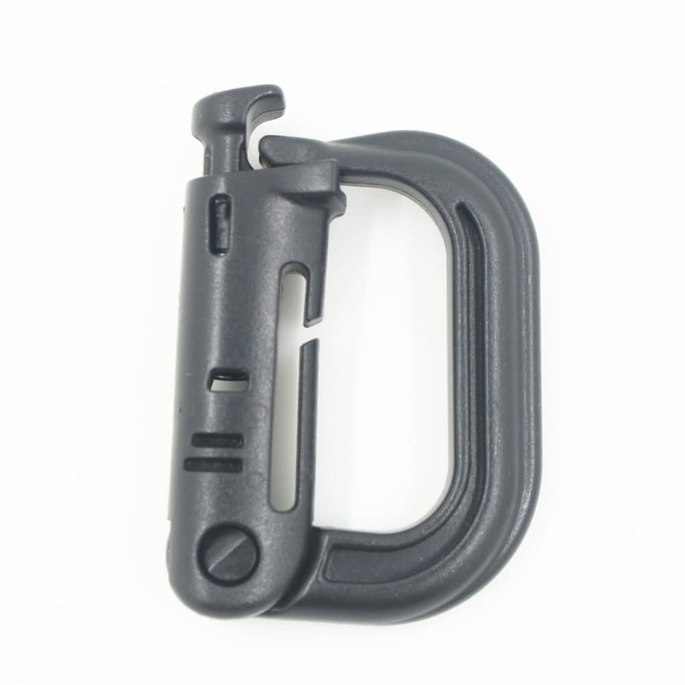 9 Pack Grimloc Super Strong Molded Polymer Clip Carabiner - (Multiple Color Options) (Black)