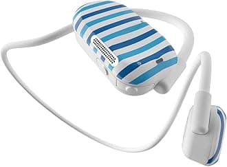 Purity Air Open Ear Headphones - True Air Conduction Wireless Bluetooth Open Ear Earbuds with Dual Mic for iPhone/Android - Secured Long Wearing Comfort, Sports Sweat Resistant (Blue Stripes)