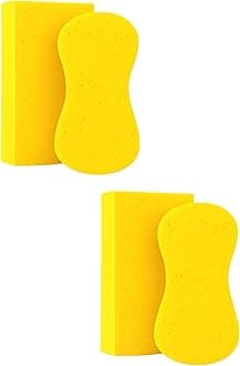 Multi-Purpose Sponges for Cleaning - Yellow 4 Pack, Large Sponges for Car Washing, Tile & Grout, All Purpose Cleaning