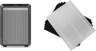 Winix 9800 4-Stage True Hepa Air Purifier with WiFi and PlasmaWave, 500 Sq Ft,Black,Large + Genuine Winix 115115 Replacement Filter A for C535, 5300-2, P300, 5300, White/Black