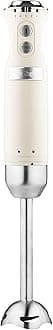 Westinghouse Retro Hand Blender - 600W Handheld Stick Blender for Kitchen - Stainless Steel Electric Soup Blender - Food Mixer with Various Speeds and Turbo Setting - Cream