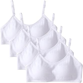4 Pack Girls Sports Bra Training Bras Underwear with Fixed Bust Pad and Adjustable Strap Teenage Girls Crop Top for Kids 10-18 Years