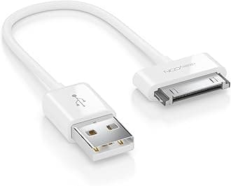 deleyCON 0.15m 30-Pin USB Cable - Dock Connector Sync- Charging- & Data Cable - Compatible with IPhone 4s 4 3Gs 3G IPad IPod - White