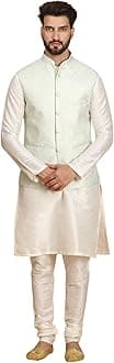 Ethluxis Men's Kurta Churidar Pyjama with Nehru Bandhgala Jacket