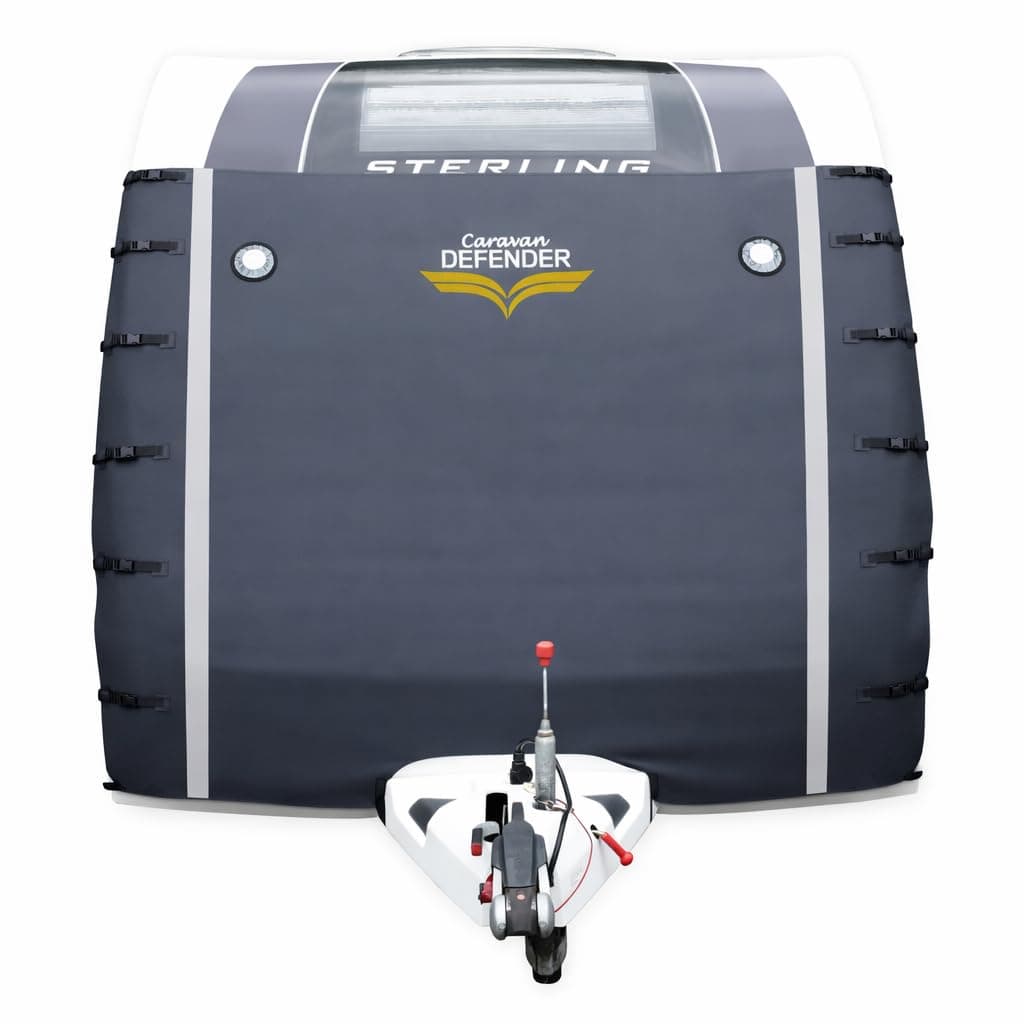 Caravan Defender Universal Front Towing Cover with LED Lights – Window Protection with Fleeced Backing Accessories for Caravans – Dark Grey (Dark Front)