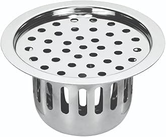 CHILLY-S Stainless Steel Round Flat Cut Floor Drain Cover, Jali, Grating with Cockroach Trap 153mm X 153mm (6 Inch)