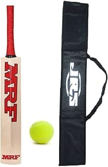 JRS Wooden N021 Cricket Bat with Ball for Kids Size 4 Pack of 1 (Multi-Color) 8-10 Years Boys