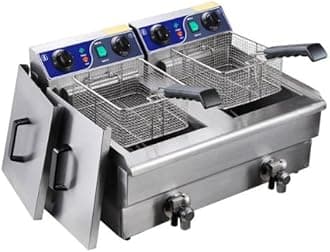 Double 20L Electric Deep Fryer with Drain