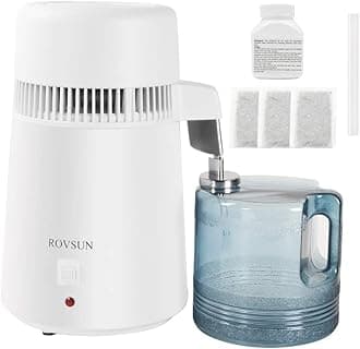 ROVSUN 1.1 Gallon/4L Countertop Water Distiller w/BPA-Free Container & All Stainless Steel Interior for Home Use, 750W Distilled Water Machine Maker Purifier Filter, Distilling Pure Water Maker