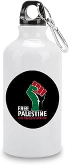 Free Palestine End Israeli Occupation Water Bottles Palestine National Flag Aluminum Water Bottle 14 OZ Portable Travel Bottle for Sport Gym Outdoor Travel School