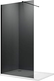 ELEGANT Walk in Shower Enclosure 8mm Dark Grey Easy Clean Safety Glass Shower Cubicles Wet Room Shower Screen Bath Screen 700mm