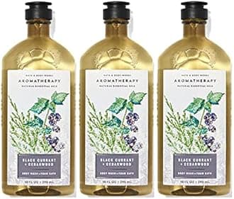 Bath & Body Works Aromatherapy Body Wash & Foam Bath, Gift Sets 10 fl oz per Bottle (3 Pack) (Black Currant + Cedarwood)