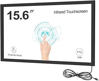 GreenTouch 15.6 Inch 10 Points Infrared Touch Screen, IR Touch Screen Panel Overlay Kits with 3mm Thickness Tempered Glass…
