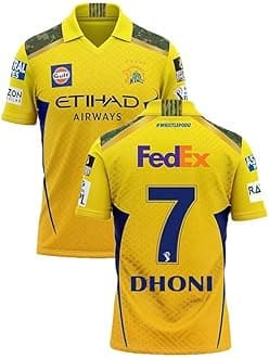 JUSBALL - THALA DHONI Yellow CHENNAI Cricket Jersey 2025/26 for (Kids & Mens)