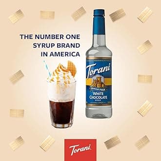 Torani White Chocolate Sugar Free Coffee Syrups (4 x 750ml) - Zero Sugar Syrup Gift Set & Flavouring for Hot Chocolate & Iced Drinks - Coffee Gift Set